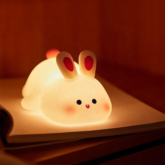 Kawaii Cute Bunny Night Lamp | USB Rechargeable Soft Silicone LED Light